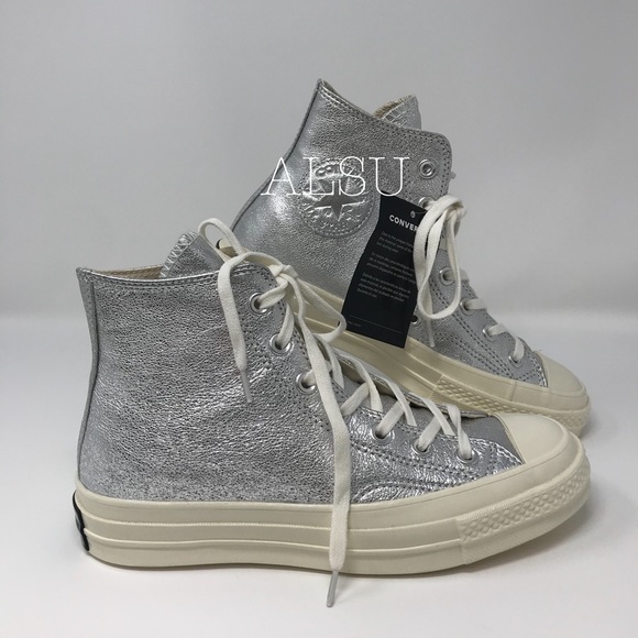 Converse Chuck 70 Leather HI Silver W AUTHENTIC - Picture 2 of 7